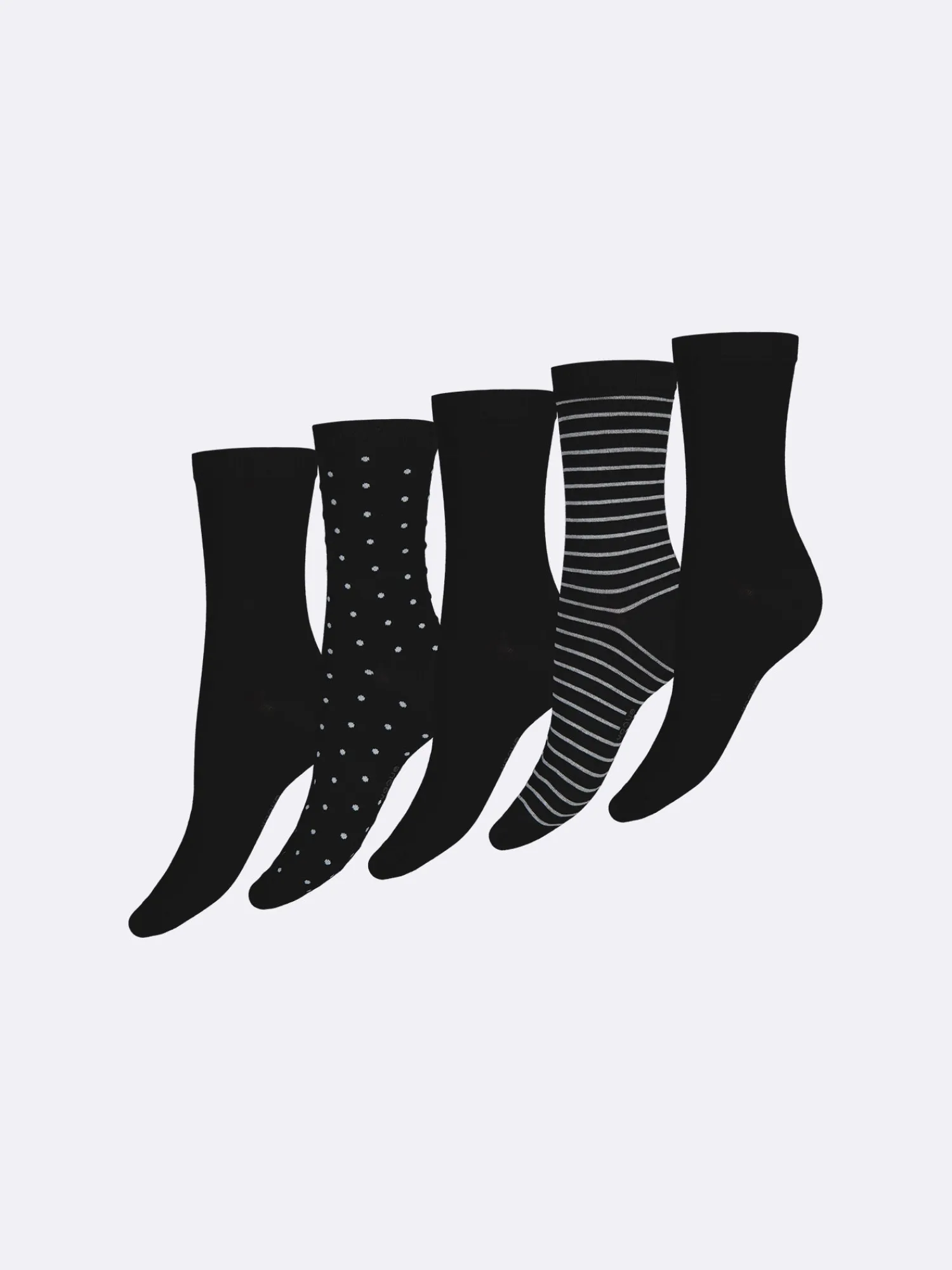 Nanso Katso Valikoima|Katso Sukat*COTTON BASIC nilkkasukat, 5 paria - mustavalkoinen