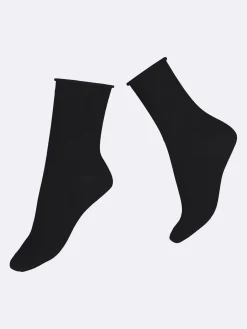 Nanso Katso Valikoima|Katso Sukat*COTTON COMFORT CUFF nilkkasukat - musta