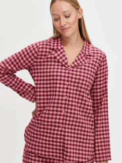 Nanso Yöasut Ja Oloasut*FLANELLI pyjamapaita - pinkki-burgundi