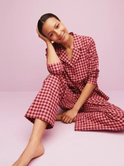 Nanso Yöasut Ja Oloasut*FLANELLI pyjamapaita - pinkki-burgundi