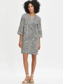 Nanso Pellavavaatteet|Mekot*JÄLKI lyhyt kangasmekko - musta-luonnonvalkoinen