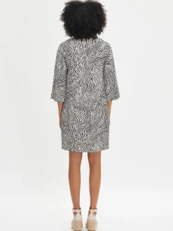 Nanso Pellavavaatteet|Mekot*JÄLKI lyhyt kangasmekko - musta-luonnonvalkoinen