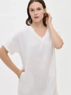 Nanso Pellavavaatteet|Yöasut Ja Oloasut*SARASTUS pitkä pellavakaftaani -