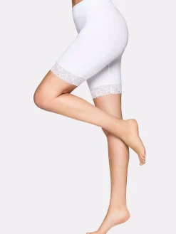 Nanso Katso Valikoima|Katso Sukkahousut*SEAMLESS LACE SHORT leggingsit - valkoinen